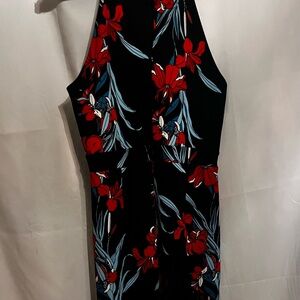 Enfocus Studio Black Dress with Red and Light Blue Floral Print